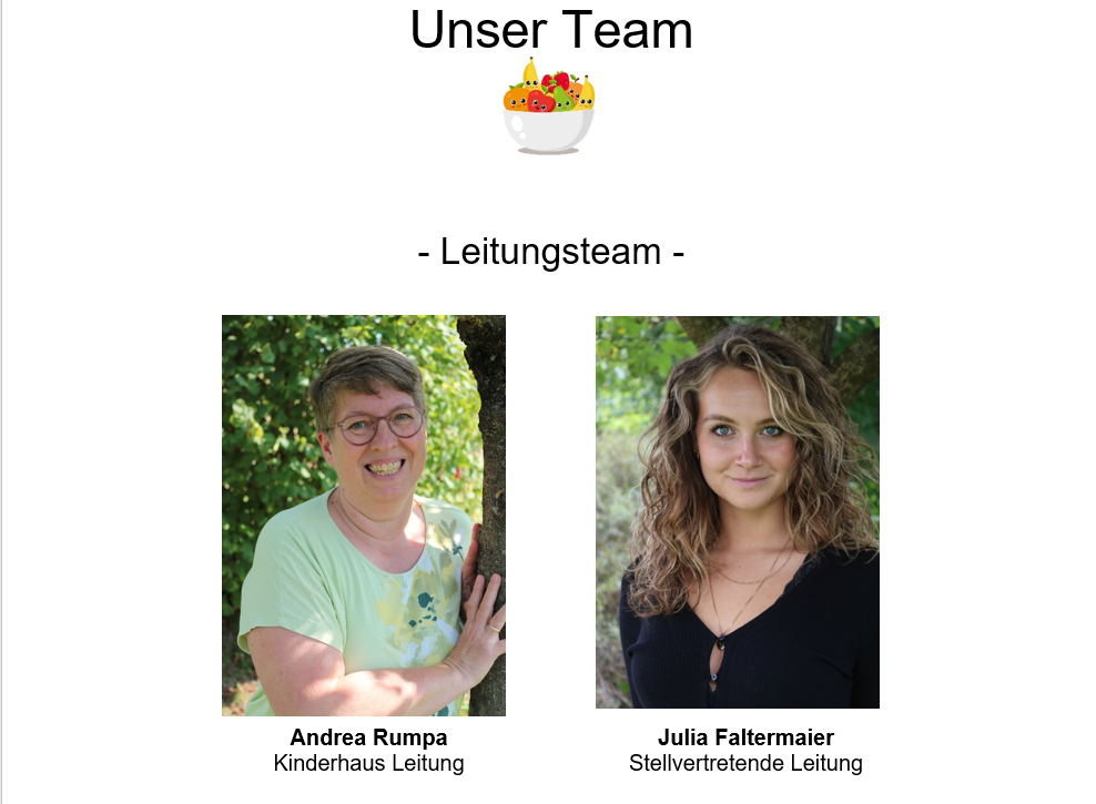 Leitungsteam 2026 Kinderhaus Die Strolche