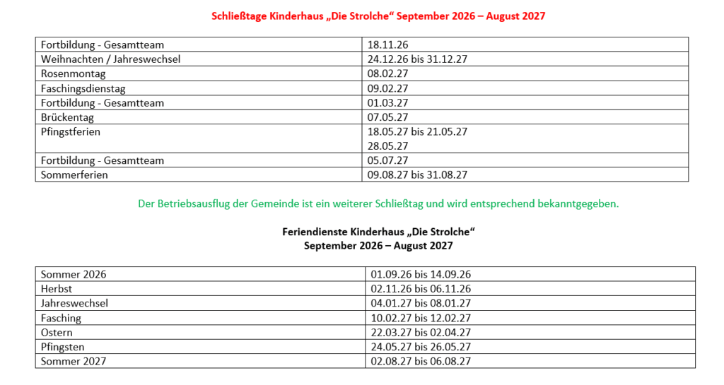 Schließtage & Feriendienste 26_27